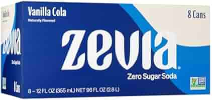 Amazon.com: Zevia Zero Sugar Soda, Vanilla Cola, 12 oz Cans